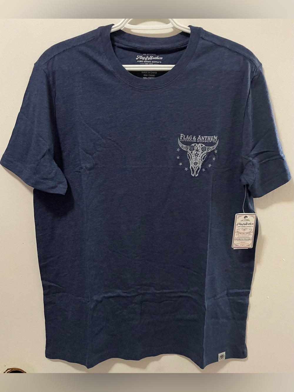 Flag & Anthem Men’s Short Sleeve T-Shirt Crew Neck Top Navy Heather Size Medium